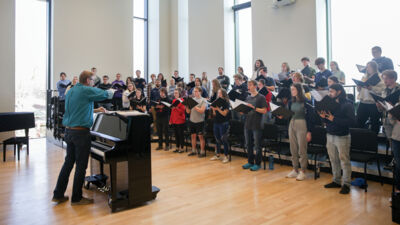 Concordia's University A Cappella Choir in practice