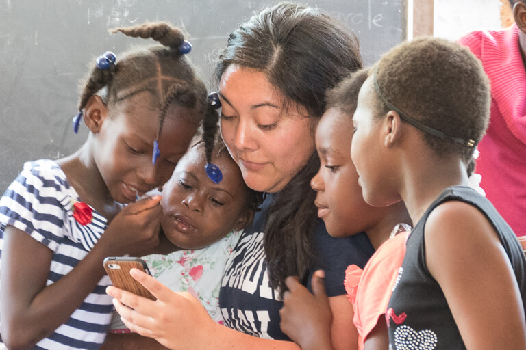 Concordia student during a mission trip to Haiti