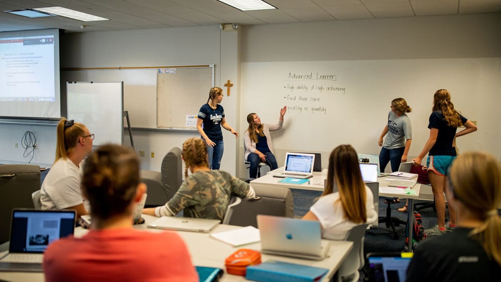Students presenting in an education class