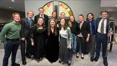 From left to right: front row (Dylan Parker, Gabrielle Krutsinger, Kirsten Horne, Bella Schmid) back row (Joshua Jurchen, Thomas Schulteis, Ethan Gillespie, Sadie Henson, Lydia Armbrecht, Grace Miller, Timothy Mars, Jackson Munter)