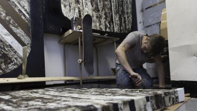 A student beginning a sculpture
