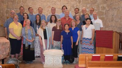 Pictured (l-r): Back: Scott Bruick, Doug Garrison, Jacob Garrison, Steve Hakes, Tom Cahoon, Max Johnston, Josh Marlatt, Bob Marshall and Mark Meehl. Middle: Jan Bruick, Pamela Marshall, Megan Hakes, Linda Cahoon, Doug Sunderman, Kay Marshall, Rebekah and Chuck Blanco. Front: Erica Lamm, Megan Obermueller, Esther Langness, Rosanna Scott, Renee Sunderman and Aliana Scott.