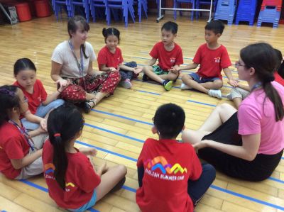 Students Olivia Hunt (left) and Danae Welling (right) taught at the Buena Vista Concordia International School in Shenzhen, China, with Dr. Vicki Anderson and eight other Concordia students.
