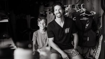 Daniel Jarrett poses for a photo with his son.