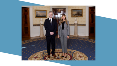 Dr. Bernard Bull and First Lady Melania Trump post at the White House
