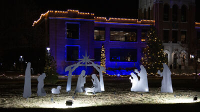 Concordia's nativity scene in front of Weller Hall.