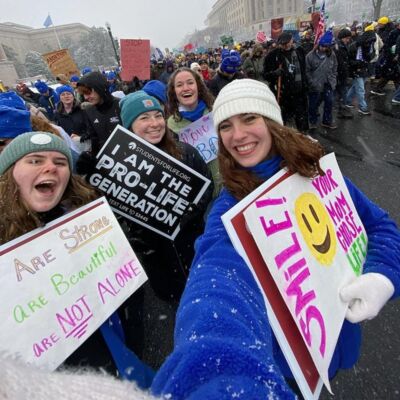 Bulldogs for Life members walking in the March for Life in Washington D.C.