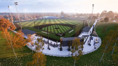 Architects rendering of the new ball field facing Plum Creek.