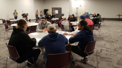 Ag Club members share their experiences and connection to agriculture during an Ag Club meeting.