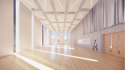 A rendering of the new band/choir room in Concordia's music center