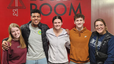 Concordia's Leadership Club  participated in an escape room to prepare for the Collegiate Leadership Competition in April. Some members of the club from left to right: Aubrey Baumann, Austin Jablonski, Camryn Opfer, Joel Baker and Ashley Gerczynski